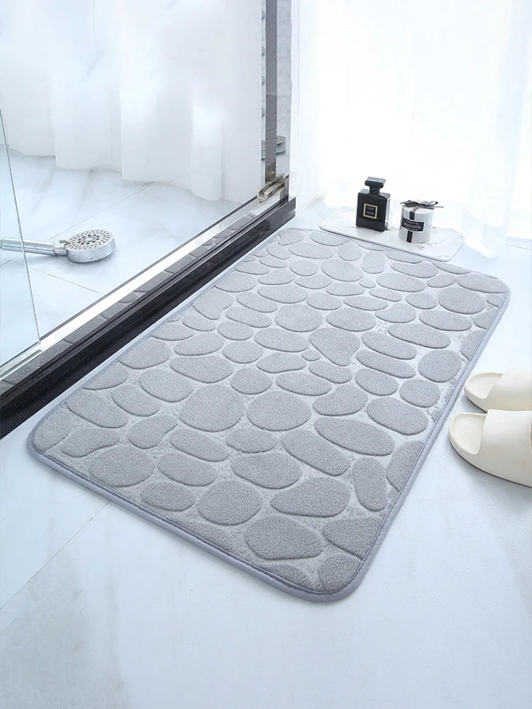 BnB Pebble Embossed Bath & Door Rug, Luxury Memory Foam & Highly Absorbent Non Slip Floor Mat. Indoor & Out Door