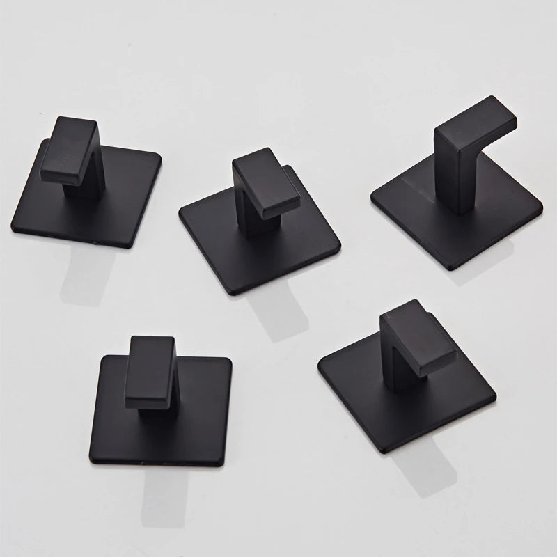 1/4pcs Black Self-Adhesive Wall Hooks For Hanging Keys Clothes Hanger Door Robe Hook Coat Rack Towel Holder Bathroom Accessories