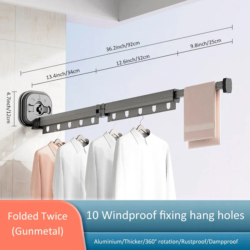 1 Pc No Punching Wall Mounted Clothes Hanger Retractable Wall Mounted Laundry Drying Rack Collapsible Drying Racks Space Saving