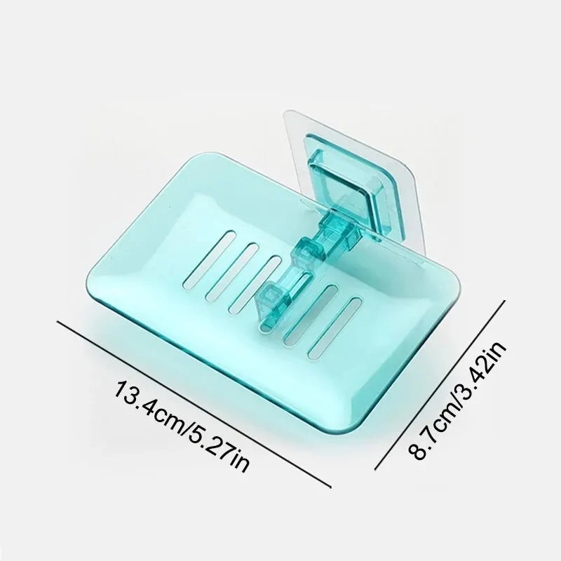 1PC Transparent Drain Soap Holder No Punch Paste Wall Mounted Shower Toilet Suitable For Plastic Storage Box