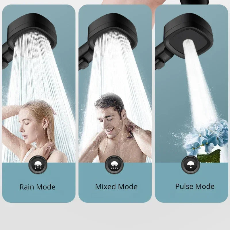 High Pressure Shower Head Water Saving 3 Modes Shower Heads Adjustable One-Key Stop Water Massage Sprayer Bathroom Accessories