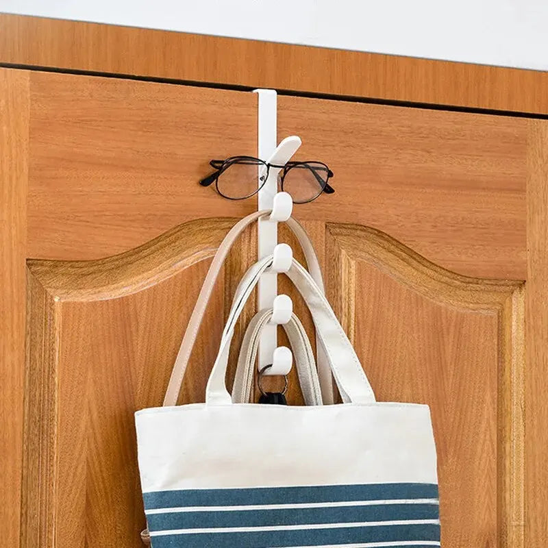 1pcs Bedroom Door Hanger Clothes Hanging Rack Over The Door Plastic Home Storage Organization Hooks, Purse Holder For Bags Rails