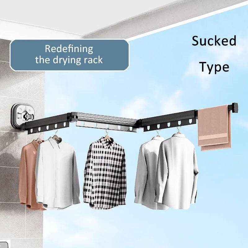 1 Pc No Punching Wall Mounted Clothes Hanger Retractable Wall Mounted Laundry Drying Rack Collapsible Drying Racks Space Saving