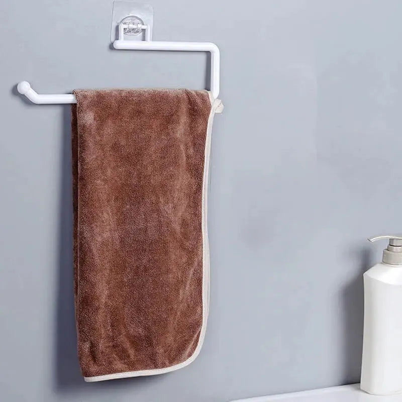 Punch-free Kitchen Paper Towel Rack Toilet Paper Roll Rack Hanger Wall-mounted Towel Bar Kitchen Bathroom Accessories