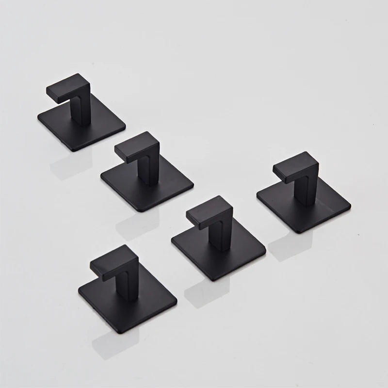 1/4pcs Black Self-Adhesive Wall Hooks For Hanging Keys Clothes Hanger Door Robe Hook Coat Rack Towel Holder Bathroom Accessories