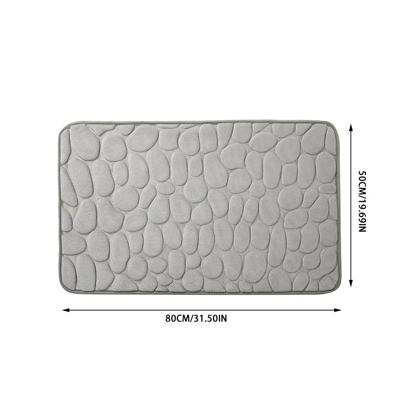 BnB Pebble Embossed Bath & Door Rug, Luxury Memory Foam & Highly Absorbent Non Slip Floor Mat. Indoor & Out Door